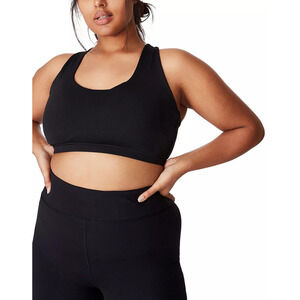 Cotton On Trendy Active Strappy Crop Top Black Plus Size 16W 3552